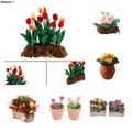 1/12 Miniature Resin Hanging Tulip Rose Flower Potted Plant Dollhouse Fairy Garden Decor Doll House