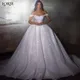 LORIE Solide Glitter Hochzeit Kleider Sparkly Off Schulter A-Line Shiny Plissee Brautkleider Shiny
