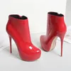 Große Größe 35-47 Patent Leder Frauen Stiefel Runde Kappe Seite Zipper Super High Heels 16 CM Pumpen 2025 Sexy Plattform Party Schuhe Frau