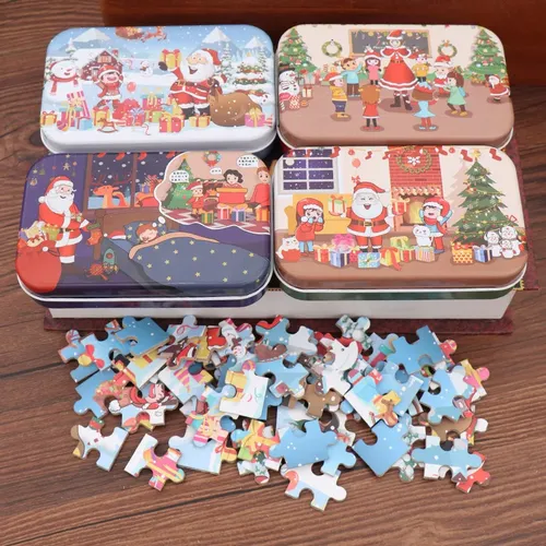Weihnachten Holz puzzle Kinder 60 Stück DIY Puzzle Lernspiel zeug Eltern-Kind interaktives Spiel