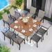 9-Piece Patio Dining Set, 60 Inch Square Metal Table and 8 Textilene Fabric Padded Armchairs