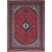 Shahbanu Rugs Lychee Red Worn Wool Hand Knotted Vintage Persian Kashan Veggie Dyes Dense Weave Pure Wool Soft Rug (9'6"x12'10")