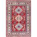 Shahbanu Rugs Show Stopper Red All Wool Densely Woven Natural Dyes Kazak Tribal Design Hand Knotted Oriental Rug (3'10"x5'8")