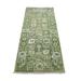 Shahbanu Rugs Olive Green, Tebraz Tone on Tone, Wool and Silk, Hand Knotted, Runner Oriental Rug (2'6"x6') - 2'6" x 6'