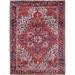 Shahbanu Rugs Coquelicot Red Hand Knotted Rustic Feel Wool Clean Abrash Vintage Persian Heriz Village Motifs Rug (7'4"x10'2")