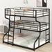 Full XL Over Twin XL Over Queen Size Triple Bunk Bed with Long and Short Ladder - Ideal for Kids and Teens Bedroom, Black