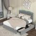 Full Platform Bed with Adjustable LED Light Decorative Headboard and 4 Drawers