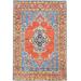 Shahbanu Rugs Yacht Blue Hand Knotted Densely Woven Afghan Serapi Heriz Design Vibrant Wool Dyes Oriental Rug (3'1"x4'8")