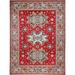 Shahbanu Rugs Pepper Red Natural Dyes Densely Woven Soft Wool Special Kazak Geometric Design Hand Knotted Rug (10'x13'5")