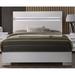 White High Gloss Wood Panel Bed - Hidden Jewelry Drawer, Sparkling Acrylic Front, Contemporary Style