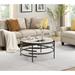 Round Coffee Table with Sintered Stone Top and Metal Frame, Modern End Coffee Table Accent Snack Table for Living Room