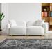 Plush Teddy Upholstered Loveseat Velvet Reclining Sofa 2-Seat Accent Tofu Block Sofa Settee with 2 Pillows for Livingroom, White
