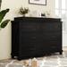Rustic Farmhouse Style Solid Wood Seven-Drawer Dresser with Changing Topper for Nursery, Bedroom, Coffee