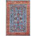 Shahbanu Rugs Skies Blue Pure Wool Hand Knotted Dense Weave Veggie Dyes Afghan Serapi Heriz with All Over Design Rug (3'1"x4'8")