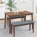 3 Pcs Dining Table Set Includes 1 Rectangular Table & 2 Padded Benches
