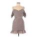 Cosmopolitan Dress the Population Casual Dress - Mini Cold Shoulder Short sleeves: Pink Checkered/Gingham Dresses - Women's Size Small