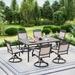 Summit Living 7 Pieces Aluminum Outdoor Patio Dining Set with 6 Cast Aluminum Swivel Chairs and 1 Metal Steel Table Black&Beige