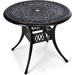 36 Inch Outdoor Dining Table Round Cast Aluminum Patio Dining Table with Umbrella Hole Weather-Resistant Patio Bistro Table for Backyard Garden Poolside