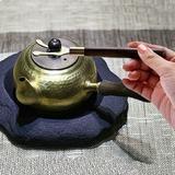 Tea Pot Heat Insulation Tea Clip Fork with Wooden Handle & Cast Iron Head Coffee Tea Tools
