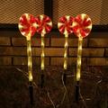 Solar Led Candy Cane Pathway Lamp 8 Modes Outdoor Lollipop Lights For Christmas New Year Holiday Decor