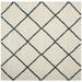 SAFAVIEH Hudson Amias Plush Geometric Shag Area Rug Ivory/Slate Blue 9 x 9 Square