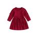 IZhansean Toddler Baby Girls Christmas Sweater Dress Solid Color Bobbles Long Sleeve Knit Dress Fall Winter Princess Dress Red 3-4 Years