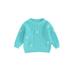 IZhansean Newborn Infant Toddler Baby Girls Knitted Sweater Floral Embroidery Casual Long Sleeve Pullover Knitwear Warm Clothes Light Blue 4-5 Years