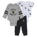 Newborn & Infant WEAR by Erin Andrews Gray/White/Black Vegas Golden Knights Three-Piece Turn Me Around Bodysuit Pants Set