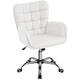Yaheetech - Faux Leather Desk Chair with Padded Armrests Modern Mid-back Office Chair, White - white