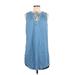 Old Navy Casual Dress - Shift Tie Neck Sleeveless: Blue Print Dresses - Women's Size Medium