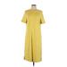 A New Day Casual Dress - Midi Crew Neck Short sleeves: Yellow Print Dresses - Women's Size Large