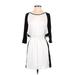 Banana Republic Factory Store Casual Dress - Mini Scoop Neck 3/4 sleeves: White Color Block Dresses - Women's Size X-Small