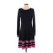 Eliza J Casual Dress - Fit & Flare: Black Stripes Dresses - Women's Size Small