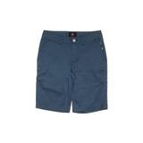 Quiksilver Khaki Shorts: Blue Print Mid-Length Bottoms - Women's Size 26 - Dark Wash