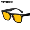 VIVIBEE Square Blue Light Blocking Glasses Men Gaming Orange UV400 Lens Office Women Matte Black