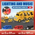 5pcs Kids Toy Construction Vehicles Transport Truck Carrier Toy Truck For Toddler Boys Girls Fire