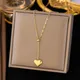 316L Stainless Steel Fashion Fine Jewelry Gold Color Lovers Vintage Love Heart Charms Chain Choker