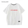 WAVLATII New 2022 Amazing Summer T Shirts Female White Pink Printed 100% Cotton Conformatable Short