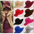 Vintage Lady Wide Brim Wool Felt Hat Womens Floppy Felt Bowler Cloche Cap