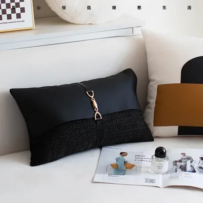 Croker Pferd Werfen Kissen Kissen Abdeckung-Schwarz Weiß Mit Gold Metall Taste Moderne Stil Couch Lenden Kissen Fall Ohne core Image