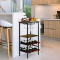 Industrial Free Standing Wine Rack Stand with Glass Holder Rack & Bottles Holder