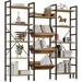 IRONCK Bookcases and Bookshelves 5 Tiers Industrial Triple Bookshelf Large Record Player Shelves with Metal Frame for Living Room Bedroom Home Office