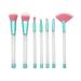 7pcs Transparent Crystal Makeup Brush Set with Empty Handle DIY Cosmetic Sand Brushes Make up Tool(#1 Empty Tube Transparent Handle Green Blue Tube Rosy Bottom White Hair)