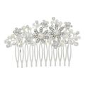 Women Girls Flower Shaped Rhinestone Pearl Decorated Hair Comb Hair Accessories (Silver)