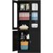 SUNCROWN 18 D x 36 W x 72 H Metal Storage Cabinet with Glass Door and Shelves Locking Storage Cabinet with Lock Black Steel File Cabinet for Home Office Large Capacity