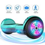 SISIGAD Hoverboard with Light Up Wheels 6.5 Listed Two Wheel Self Balancing Electric Scooter for Kids Teens Adults Green Gray