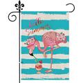 Hello Summer Funny Flamingo Garden Flag Double Sided Vertical Burlap Yard Outdoor Decor 12.5x18 Inch