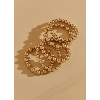 Plus Size Gold Tone Beaded Bracelet Set