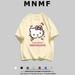 Sanrio Kawaii Anime Hello Kitty Cute Cartoon Girls Cotton Short Sleeve T-Shirt Kids Print Loose Thin Top Birthday Gift