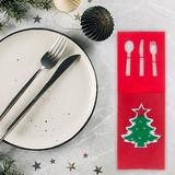 Fnochy Pink Christmas Decorations Decoration Holiday Supplies Dining Table Layout Tableware Storage Bag Plastic Cutlery Set Tableware Set